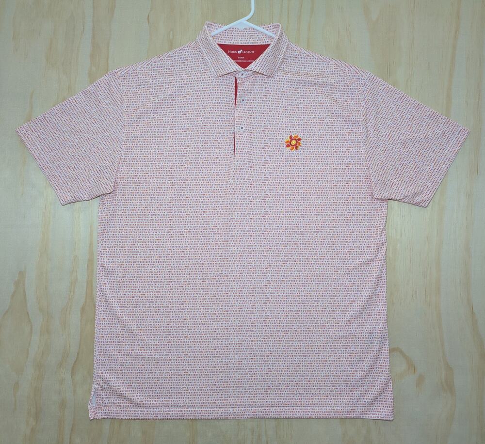 Horn Legend Men's Large Fiesta Bowl Yellow Jacket Committee Print Polo Shirt
